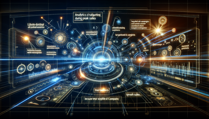 Futuristic interface of Bing Places for Business showcasing Bing Ads, analytics, and targeted campaigns during peak sales periods.