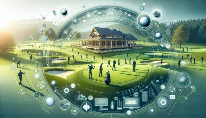 A prestigious golf club with lush greens, challenging fairways, and a historic clubhouse hosting major tournaments.