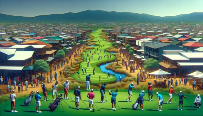 South African golf course bustling with tourists, boosting local businesses and economy.