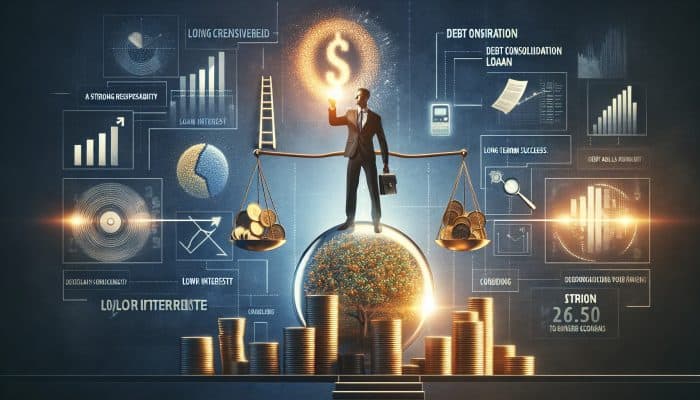 Debt Consolidation Success Stories to Inspire You in the UK | DCL A person reviewing loan documents, selecting a debt consolidation loan with a lower interest rate, symbolising financial responsibility.