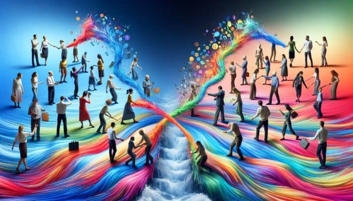 Living Debt-Free After Consolidation Loans: A UK Guide | DCL Living Debt-Free After Consolidation Loans: Person merging chaotic debt streams into one clear river, symbolising debt consolidation and relief.