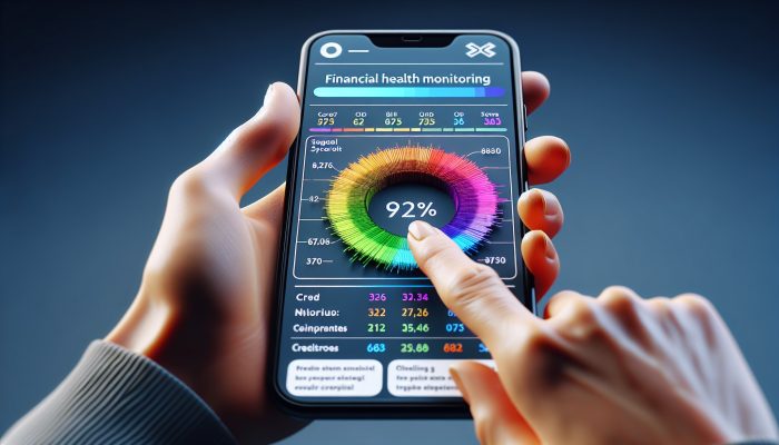 Debt Consolidation Loan Credit Score Minimums: UK Guide | DCL Person using smartphone app to monitor credit score with graphs from Equifax, Experian, TransUnion in the UK.