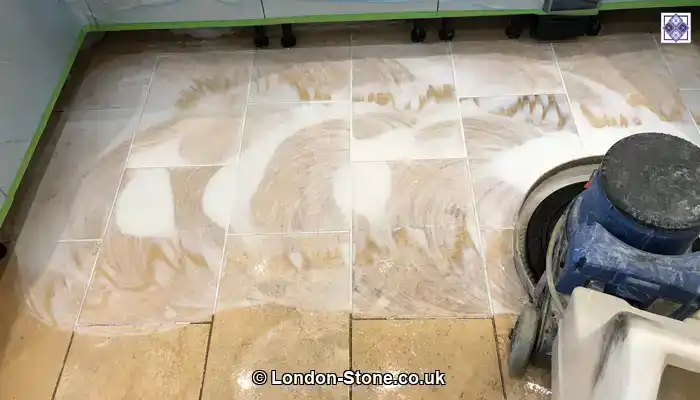 Deep cleaning a stone floor