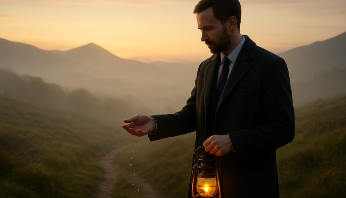 Avoiding Burnout During Extended Payoff Plans: Expert UK Insights | DCL Calm UK professional tending symbolic seeds on a misty hillside at dawn