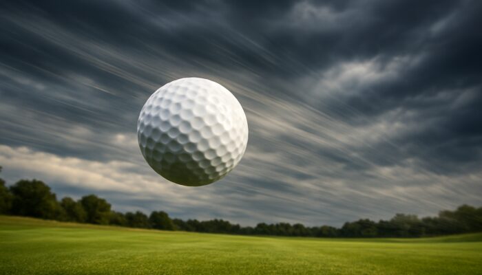 Low-spin golf ball soaring straight through the breezy fairway of Johannesburg.